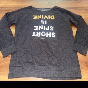Pilates Nerd Apparel "Divine Is Spine Short" Sweater Womens Size XL
